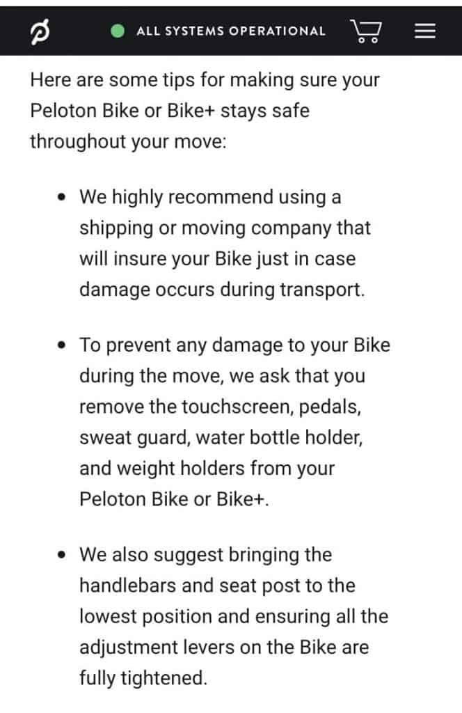 How to move Peloton Bike instructions