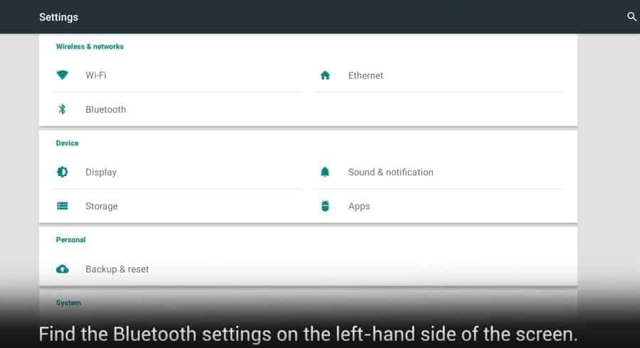 Peloton Bike - Bluetooth settings menu on lef-hand side