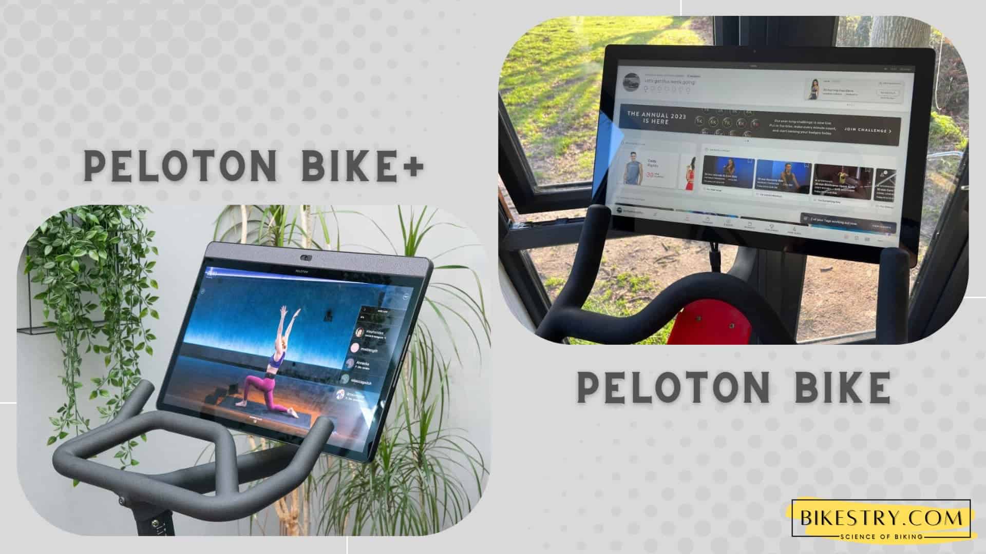 Peloton Bike screen vs. Peloton Bike Plus screen