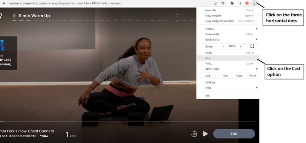 Casting Peloton classes from your PC to a smart TV